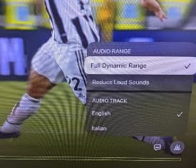 Apple TV screenshot of Serie A options